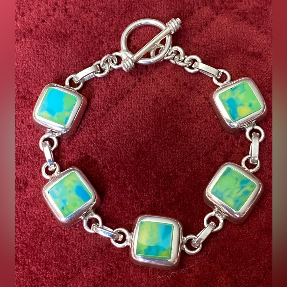 Vintage 925 sterling silver square link Bracelet.